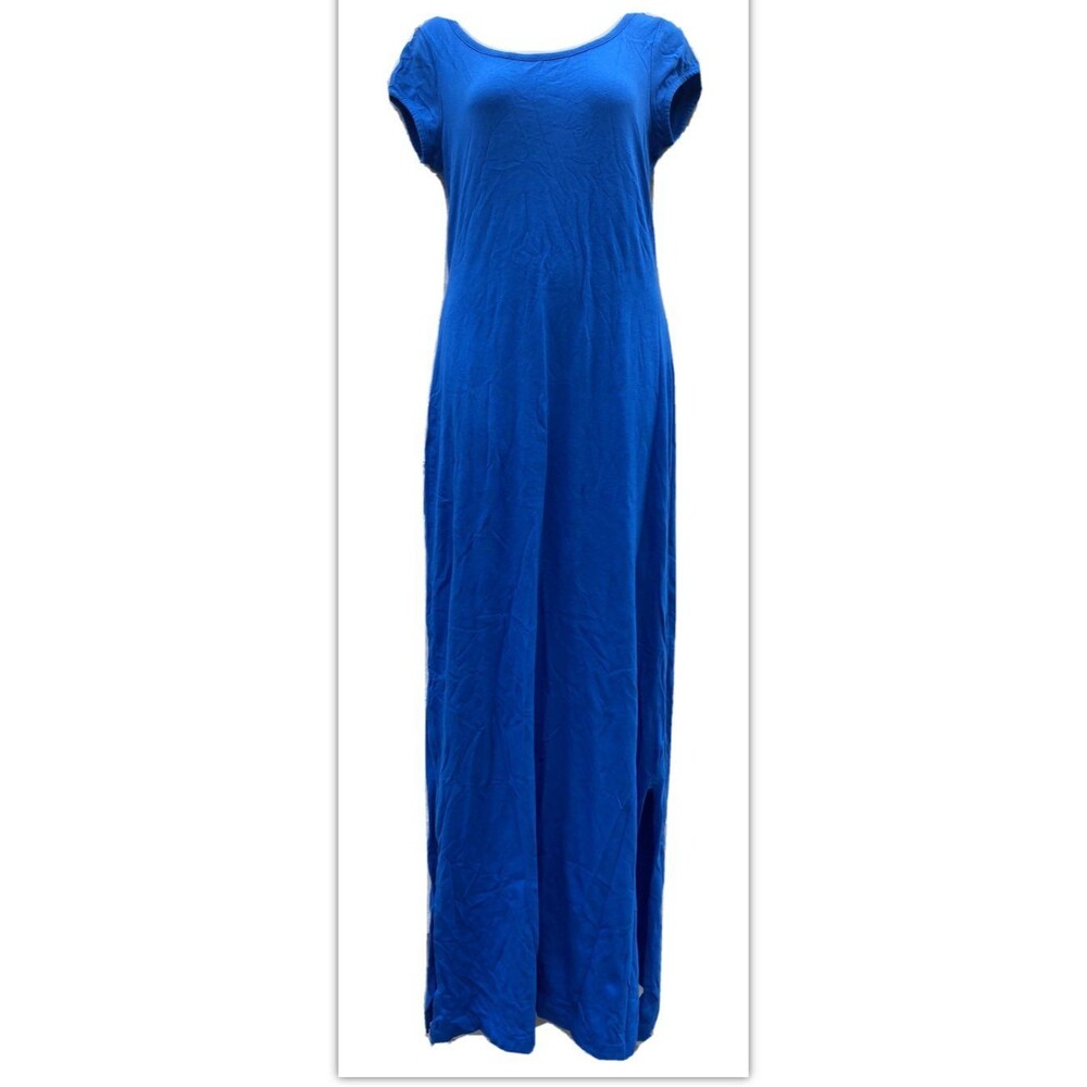 CITY STREETS MAXI DRESS BLUE JRS MED S/S